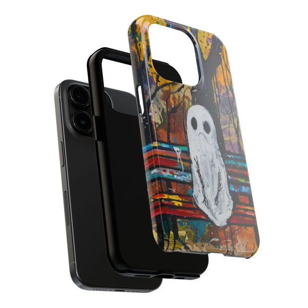 Sad Ghost on Park Bench Abstract Art Phone Case LavenderCeleste