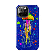 Vibrant Neon Jellyfish Cosmic Sea Tough Phone Case