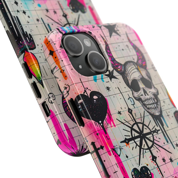 Skull Occult Neon Drip Pastel Goth Tough Phone Case LavenderCeleste