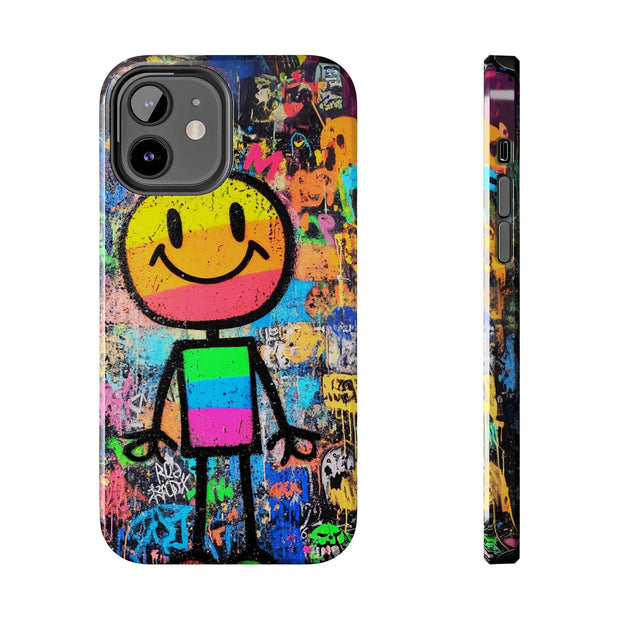 Rainbow Graffiti Smiley Tough Phone Case LavenderCeleste
