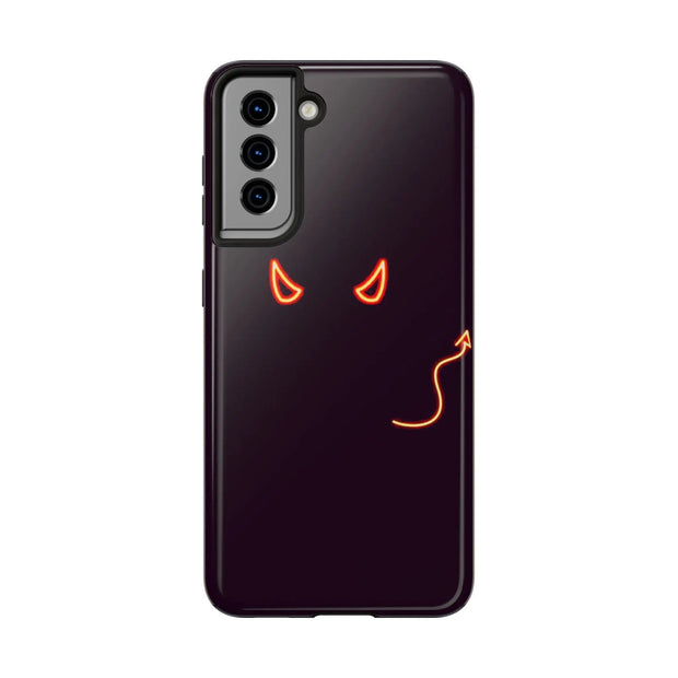 Neon Devil Eyes Tough Phone Case – Minimal Dark Glow Aesthetic Printify