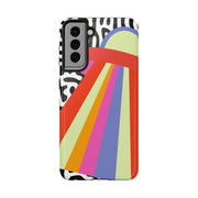 Retro Mod UFO Rainbow Beam Tough Phone Case LavenderCeleste