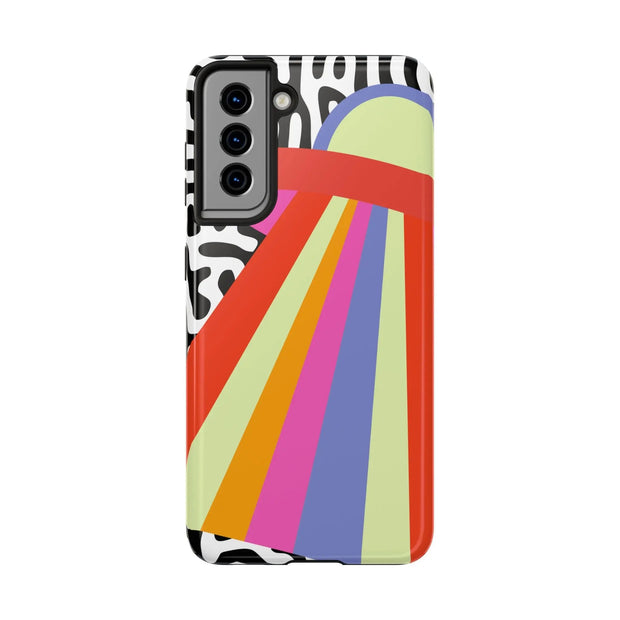 Retro Mod UFO Rainbow Beam Tough Phone Case LavenderCeleste
