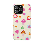 Retro Mushroom Flower Power Tough Phone Case LavenderCeleste