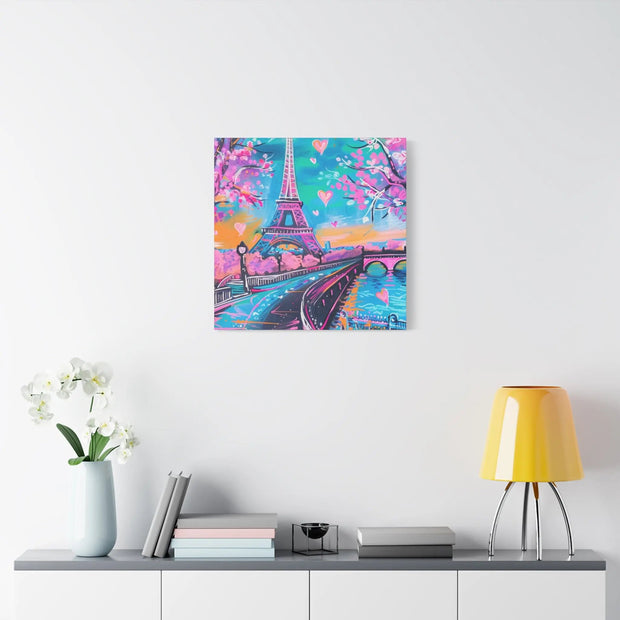Pink Paris Eiffel Tower Dreamy Matte Canvas Art LavenderCeleste