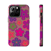 Retro Neon Groovy Flowers Tough Phone Case – 70s Psychedelic Floral Pattern Printify