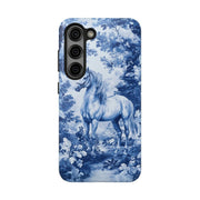 Blue Toile Horse Country Scenic Tough Phone Case LavenderCeleste