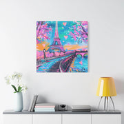 Pink Paris Eiffel Tower Dreamy Matte Canvas Art LavenderCeleste