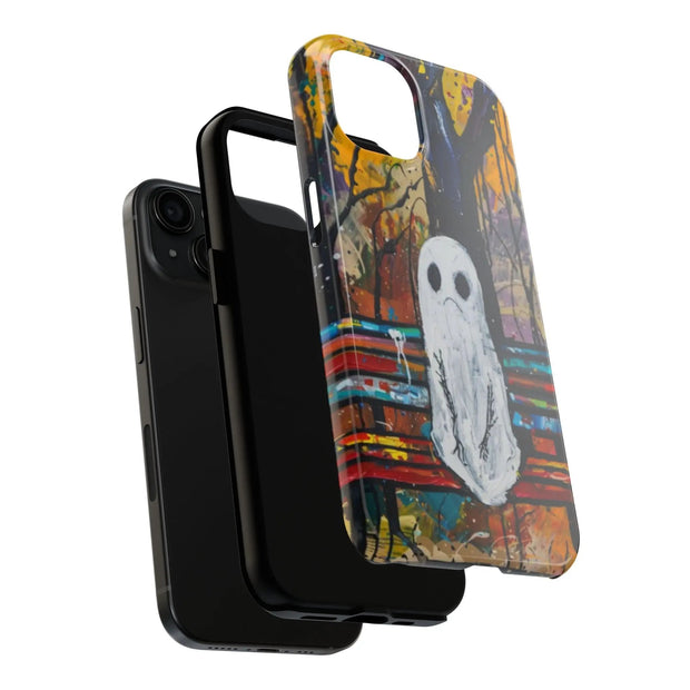 Sad Ghost on Park Bench Abstract Art Phone Case LavenderCeleste