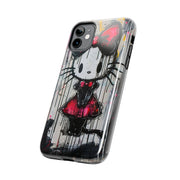 Goth Bow Cat Graffiti Pop Art Tough Phone Case LavenderCeleste