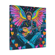 Psychedelic Guitar Angel Matte Canvas Art LavenderCeleste