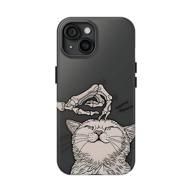 Skeleton Scratch Cat Gothic Humor Tough Phone Case LavenderCeleste