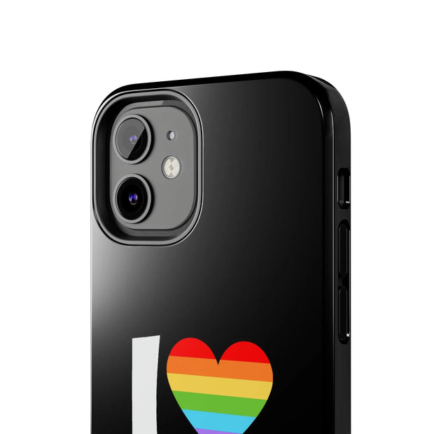 I Love Boys Pride Tough Phone Case – LGBTQ+ Rainbow Heart Design