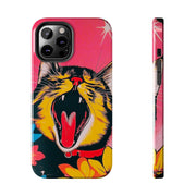 Yawning Cat Pop Art Bright Retro Aesthetic Tough Phone Case LavenderCeleste