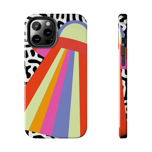 Retro Mod UFO Rainbow Beam Tough Phone Case LavenderCeleste