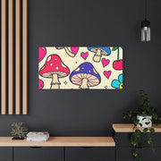 Kawaii Mushroom Cherry Flower Matte Canvas Print LavenderCeleste
