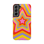 Retro Rainbow Star Groovy Tough Phone Case LavenderCeleste