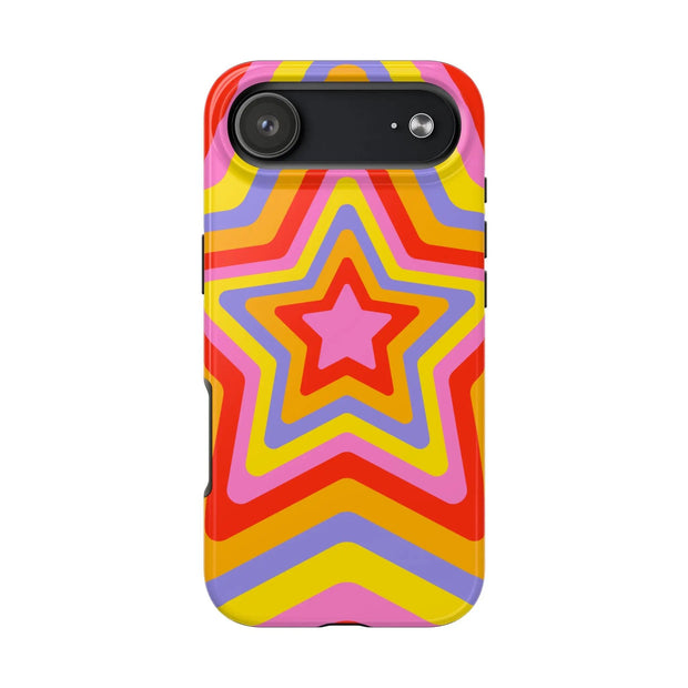 Retro Rainbow Star Groovy Tough Phone Case LavenderCeleste