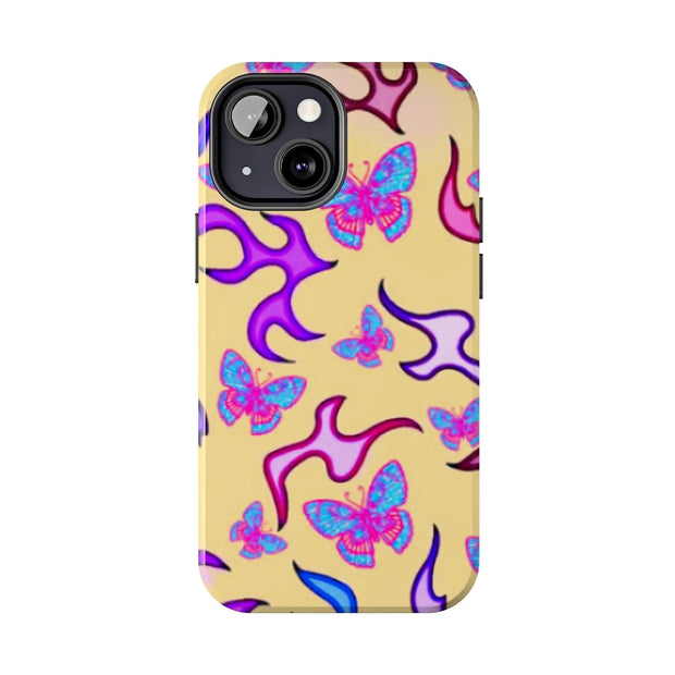 Y2K Butterfly Flames Retro Tough Phone Case LavenderCeleste