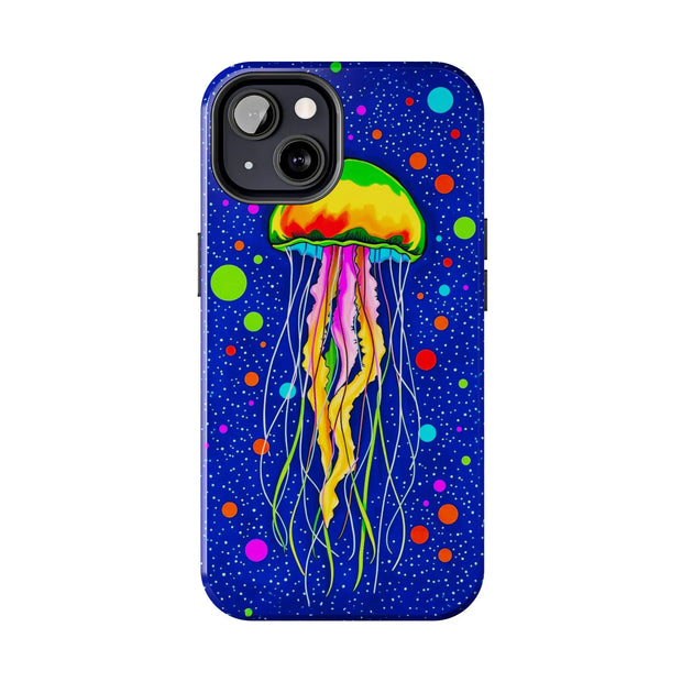 Vibrant Neon Jellyfish Cosmic Sea Tough Phone Case