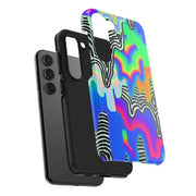 Trippy Technicolor Drip Retro Tough Phone Case LavenderCeleste