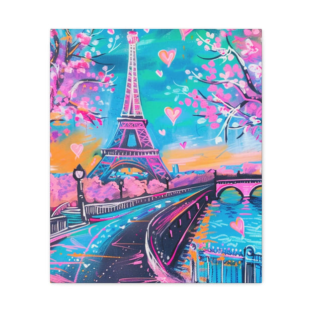 Pink Paris Eiffel Tower Dreamy Matte Canvas Art LavenderCeleste