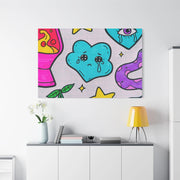 Kawaii Lava Lamp Sad Cloud Snake Matte Canvas Print LavenderCeleste