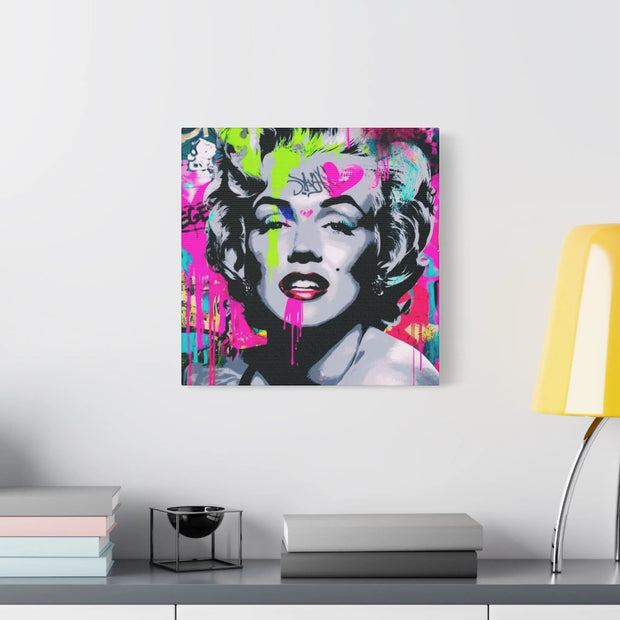 Marilyn Monroe Graffiti Matte Canvas – Neon Pop Art Street Style Wall Decor - LavenderCeleste