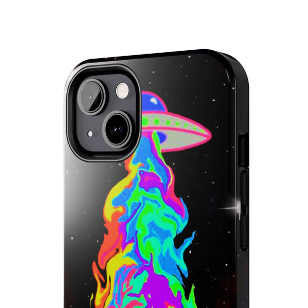 Psychedelic Neon UFO Abduction Tough Phone Case LavenderCeleste