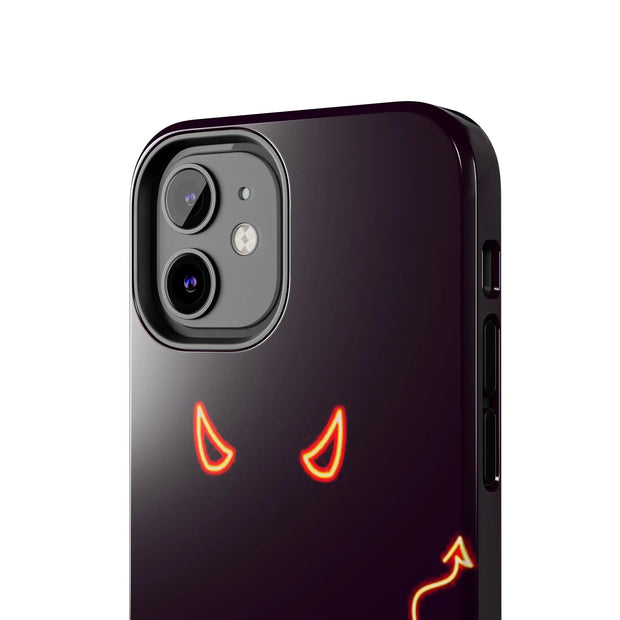 Neon Devil Eyes Tough Phone Case – Minimal Dark Glow Aesthetic Printify