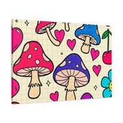 Kawaii Mushroom Cherry Flower Matte Canvas Print LavenderCeleste