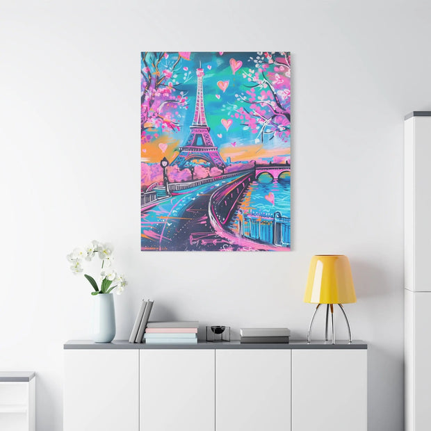 Pink Paris Eiffel Tower Dreamy Matte Canvas Art LavenderCeleste