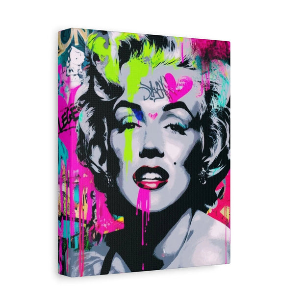 Marilyn Monroe Graffiti Matte Canvas – Neon Pop Art Street Style Wall Decor - LavenderCeleste