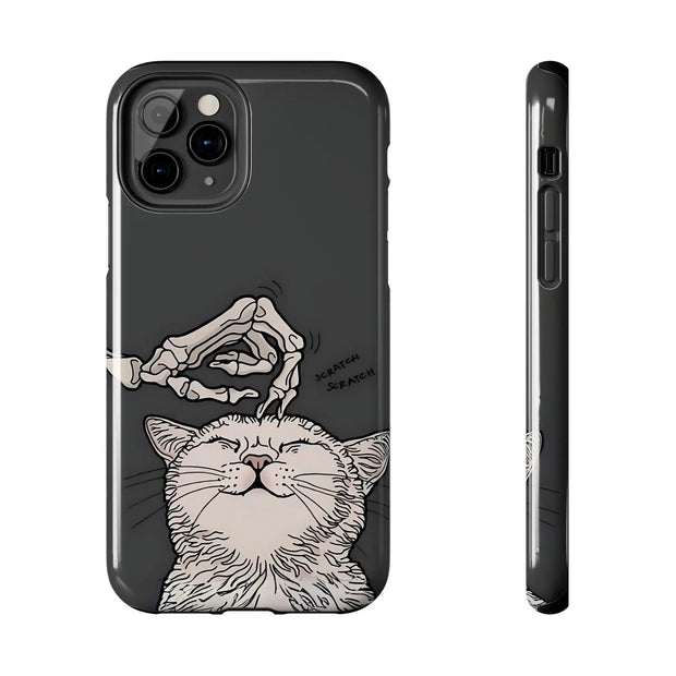 Skeleton Scratch Cat Gothic Humor Tough Phone Case LavenderCeleste