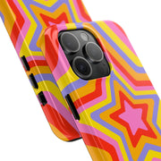 Retro Rainbow Star Groovy Tough Phone Case LavenderCeleste