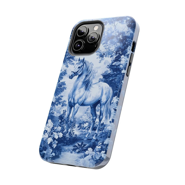 Blue Toile Horse Country Scenic Tough Phone Case LavenderCeleste