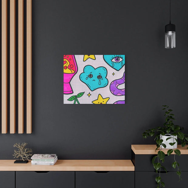 Kawaii Lava Lamp Sad Cloud Snake Matte Canvas Print LavenderCeleste