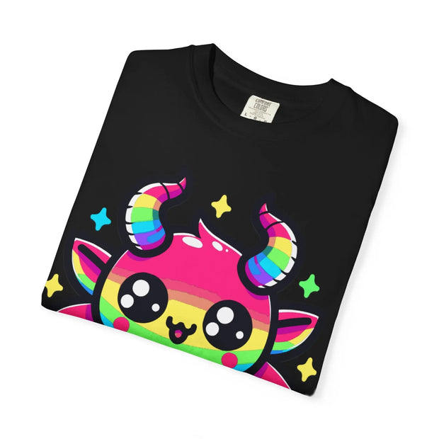 Rainbow Kawaii Baphomet Comfort Colors Tee – Cute Chaos & Pride Energy Printify