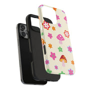 Retro Mushroom Flower Power Tough Phone Case LavenderCeleste