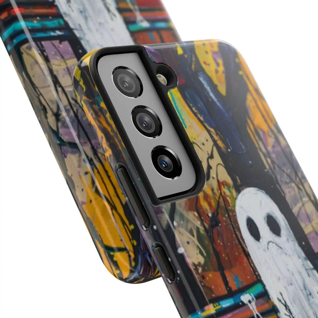 Sad Ghost on Park Bench Abstract Art Phone Case LavenderCeleste