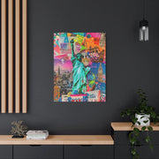 Vibrant New York Collage Matte Canvas – Statue of Liberty Pop Art Printify