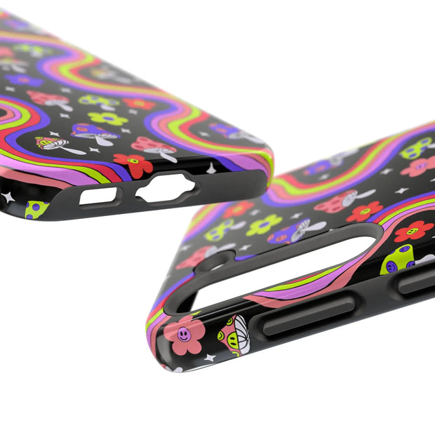 Groovy Mushroom Rainbow Tough Phone Case LavenderCeleste