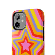 Retro Rainbow Star Groovy Tough Phone Case LavenderCeleste