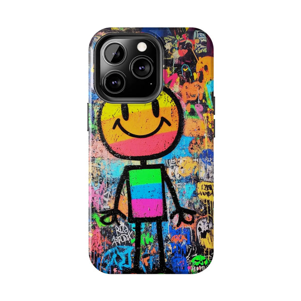 Rainbow Graffiti Smiley Tough Phone Case LavenderCeleste