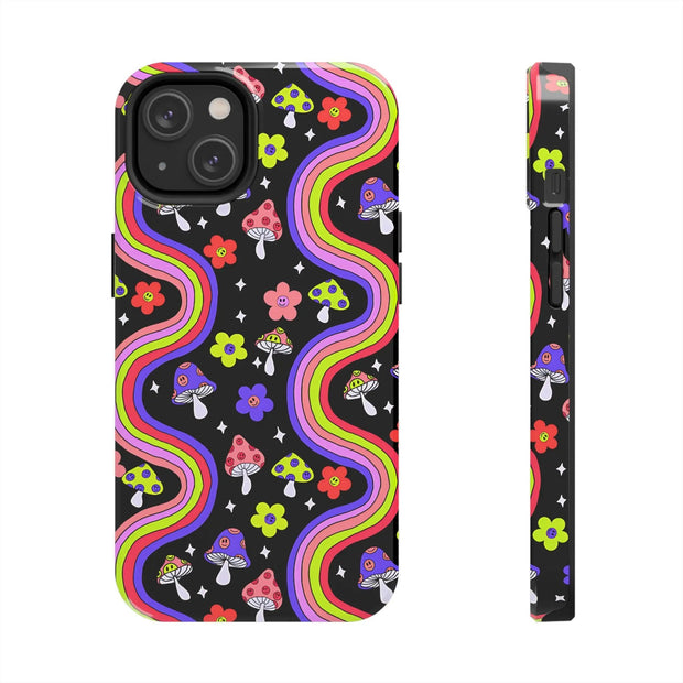 Groovy Mushroom Rainbow Tough Phone Case LavenderCeleste