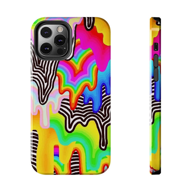 Psychedelic Rainbow Drip Tough Phone Case LavenderCeleste