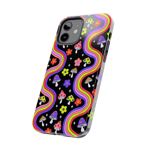 Groovy Mushroom Rainbow Tough Phone Case LavenderCeleste