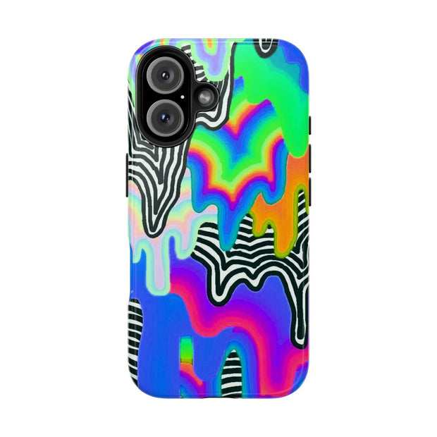 Trippy Technicolor Drip Retro Tough Phone Case LavenderCeleste