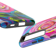 Vibrant Pink Rose Abstract Tough Phone Case LavenderCeleste