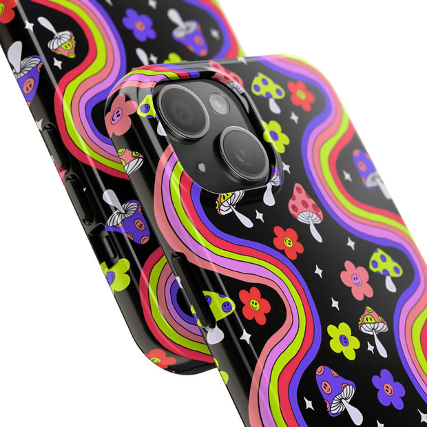 Groovy Mushroom Rainbow Tough Phone Case LavenderCeleste